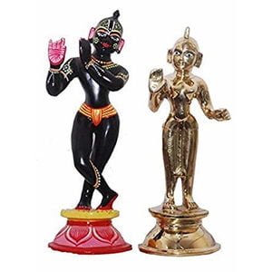 Decorative Black Krishna and Golden Radha from Vrindavan